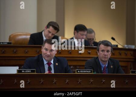 Washington, District of Columbia, USA. 12th Dec, 2019. United States Representative Guy Reschenthaler (Repiblican of Pennsylvania) speaks as the US House Committee on the Judiciary marks-up House Resolution 755, Articles of Impeachment Against President Donald J. Trump, in the Longworth House Office Building in Washington, DC on Thursday, December 12, 2019. Credit: Stefani Reynolds/CNP/ZUMA Wire/Alamy Live News Stock Photo