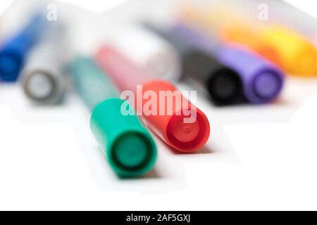 modern isolated colored pens background Stock Photo
