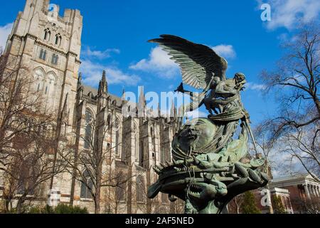 The exterior of  the Cathedral Church of St John the Divine in the Morningside Heights neighborhood of New York City. Stock Photo