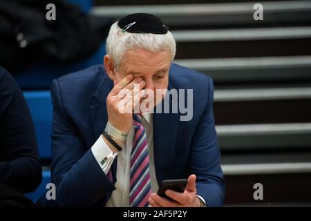 Bury, UK. 13th December 2019. Independent candidate and outgoing MP Ivan Lewis at the Bury South constituency UK General Election counting held at Castle Leisure Centre. Credit: Russell Hart/Alamy Live News Stock Photo