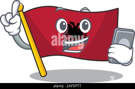 cartoon character of flag albania Scroll speaking with phone. Vector illustration Stock Vector
