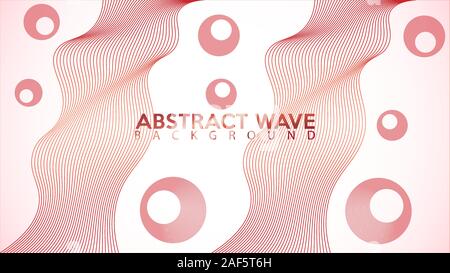 Circular Spectrum Audio Wave, Abstract Wave Line Background Design Template, Rounded, Rim, Wavy Bend, Tape, Ribbon, Red Orange, Beige, Brown, EPS 10 Stock Vector