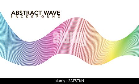 Abstract Rainbow Wave Line Background Design, Spectrum Audio, Bend Tape Ribbon, White Green Yellow Orange Red Pink Purple Violet Blue Gradation EPS 10 Stock Vector