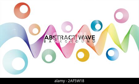 Abstract Rainbow Wave Line Background, White, Colorful Spectrum Audio Design Template. Ring Element, Rim, Ellipse, Rounded Shape, Tape, Ribbon, EPS 10 Stock Vector