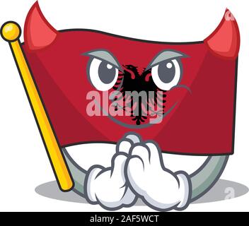 Devil Cartoon character of flag albania Scroll desig. Vector illustration Stock Vector