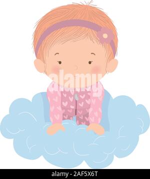 Cute baby girl over cloud vector design Stock Vector