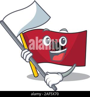 cute flag albania Scroll cartoon character style with standing flag. Vector illustration Stock Vector