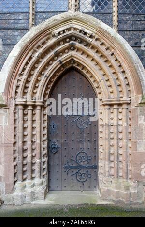Wooden Church Door, St Michaels & All Saints Church, Ledbury, Herefordshire Stock Photo