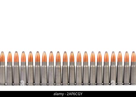 Old rifle bullet raw isolated on white background Stock Photo