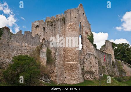 The ruined castle of Angles-sur-l'Anglin, 11th century, Vienne (86), Nouvelle-Aquitaine region, France. Listed as one of the most beautiful villages Stock Photo