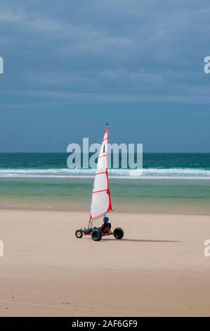 Sand yachting on Biscarrosse beach, Landes (40), Nouvelle-Aquitaine region, France Stock Photo