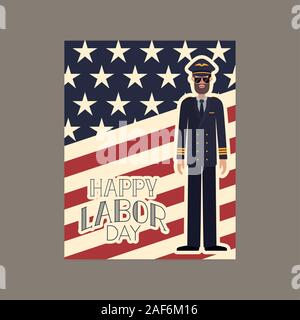 Pilot man in labor day vector design Stock Vector