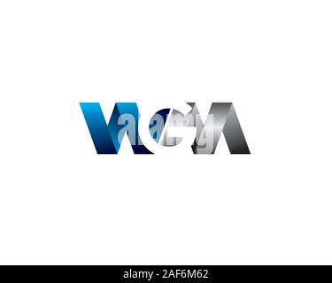 w g m initial letter anagram negative space metalic ribbon Stock Vector