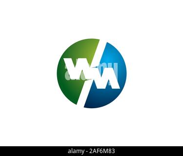 initial letter w m logo with intersect and infinity shape Stock Vector