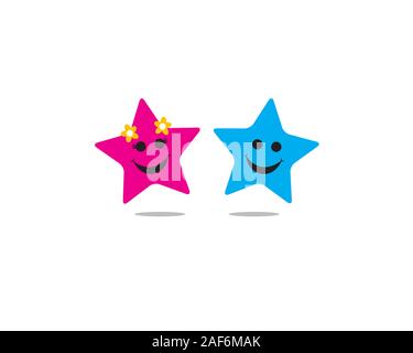 two boy and girl stars holding hands together and smiling full of happiness Stock Vector
