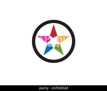 colorful star with small negative space star inside Stock Vector