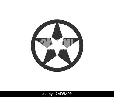 black star with small negative space star inside and circle border Stock Vector