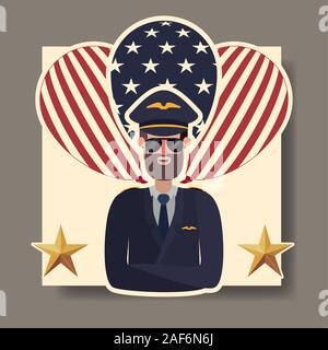 Pilot man in labor day vector design Stock Vector