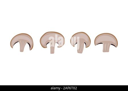 Mushroom set. Champignon vector illustration. Vegetarian food. Stock Vector