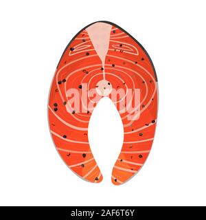 Salmon steak. Vector illustration. Seafood fish Healthy diet Stock Vector