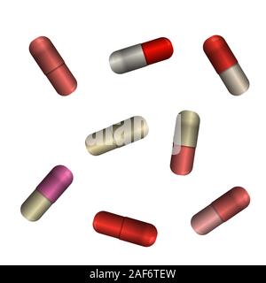 Pill capsules. Vector illustration. Healthcare and medicine symbols. Stock Vector