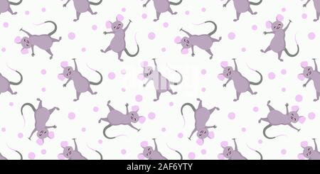 Christmas pattern. YEAR OF RAT. The mice are cute funny. CHILDREN'S TEXTILES. SYMBOL OF THE YEAR. 2020.. Stock Vector