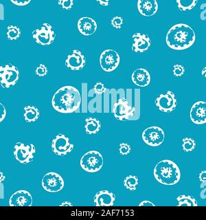 White paperstrip style spirals and circles in varied shapes and sizes. Seamless vector pattern on aqua blue background. Great for wellbeing, spa Stock Vector