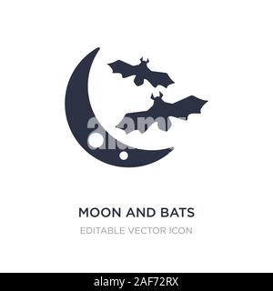 moon and bats icon on white background. Simple element illustration from Animals concept. moon and bats icon symbol design. Stock Vector