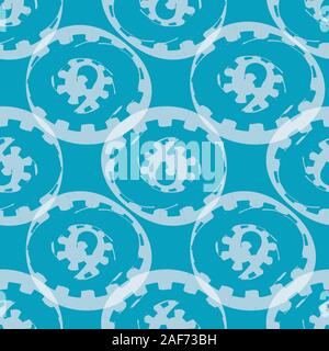 Stylish design with transparent white grunge circles. Seamless vector pattern on aqua blue background. Great for wellness products, packaging Stock Vector