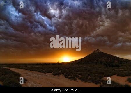 Stormy sunset, Pilbara, Western Australia | usage worldwide Stock Photo