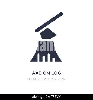 axe on log icon on white background. Simple element illustration from Buildings concept. axe on log icon symbol design. Stock Vector