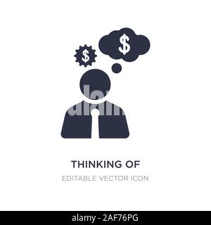 thinking of making money icon on white background. Simple element illustration from Business concept. thinking of making money icon symbol design. Stock Vector
