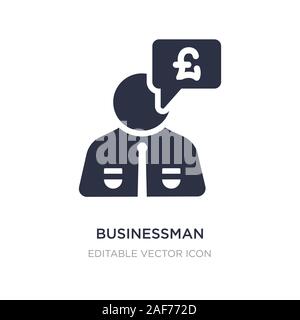 businessman with pounds message in a speech bubble icon on white background. Simple element illustration from Business concept. businessman with pound Stock Vector