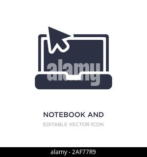 Laptop notebook with mouse cursor vector icon in flat style. Laptop ...