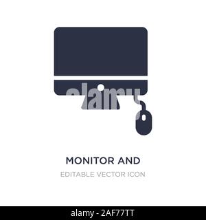 monitor and computer mouse icon on white background. Simple element illustration from Computer concept. monitor and computer mouse icon symbol design. Stock Vector