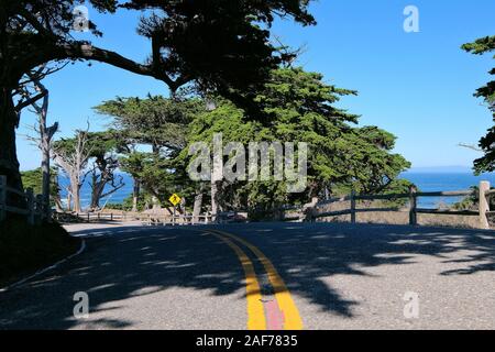 Paid Coastal Route 17-Mile Drive on the Monterey Peninsula between Carmel-by-the-Sea and Monterey, California, USA Stock Photo