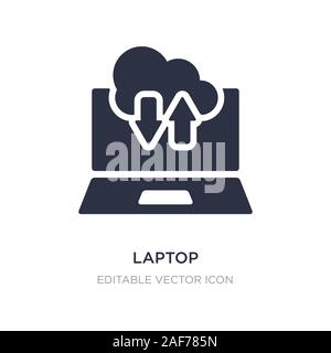 laptop connected to cloud icon on white background. Simple element illustration from Computer concept. laptop connected to cloud icon symbol design. Stock Vector