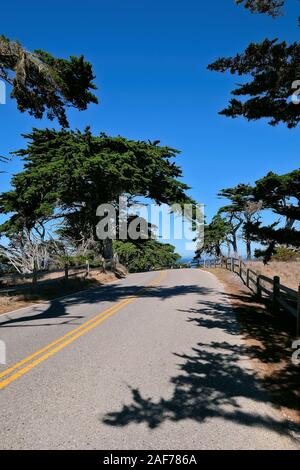 Paid Coastal Route 17-Mile Drive on the Monterey Peninsula between Carmel-by-the-Sea and Monterey, California, USA Stock Photo