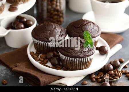 Coffee chocolate muffins for breakfast Stock Photo