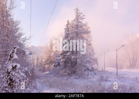 Bansko Bulgaria Pink Sunset Or Sunrise Winter Resort View With