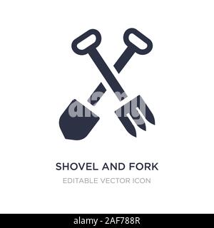 shovel and fork icon on white background. Simple element illustration from Construction and tools concept. shovel and fork icon symbol design. Stock Vector