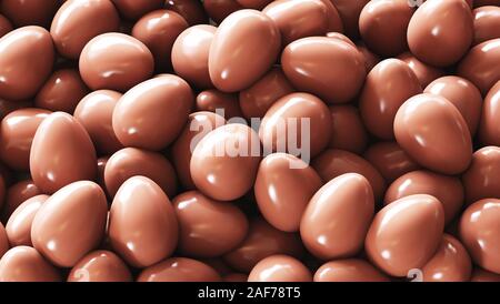 Chocolate easter eggs and gifts, 3d rendering Stock Photo