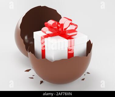 Chocolate easter eggs and gifts, 3d rendering Stock Photo