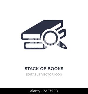 stack of books and magnifier icon on white background. Simple element illustration from Education concept. stack of books and magnifier icon symbol de Stock Vector