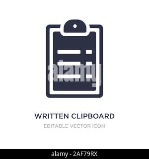 written clipboard icon on white background. Simple element illustration from Education concept. written clipboard icon symbol design. Stock Vector