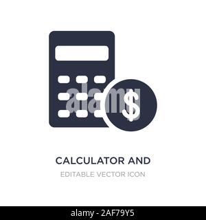 calculator and dollar icon on white background. Simple element illustration from Education concept. calculator and dollar icon symbol design. Stock Vector