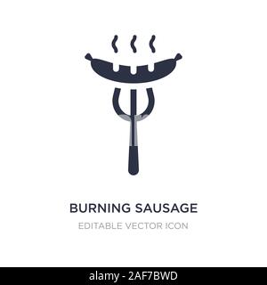 burning sausage on a fork icon on white background. Simple element illustration from Food concept. burning sausage on a fork icon symbol design. Stock Vector