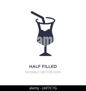half filled cocktail glass icon on white background. Simple element illustration from Food concept. half filled cocktail glass icon symbol design. Stock Vector