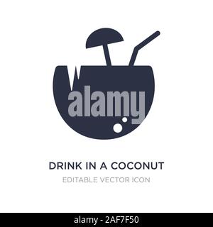 drink in a coconut icon on white background. Simple element illustration from Food concept. drink in a coconut icon symbol design. Stock Vector