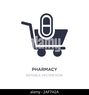 pharmacy shopping cart icon on white background. Simple element illustration from Medical concept. pharmacy shopping cart icon symbol design. Stock Vector